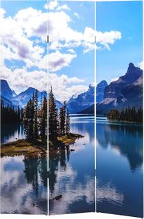 Paravent Séparateur De Pièce 3 Panneaux 180x121cm Lac Montagne Par04046