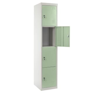Caisson à Tiroirs Casier Rangement Bureau Quatre Portes Verrouillables 180x38x45cm En Métal Vert 0