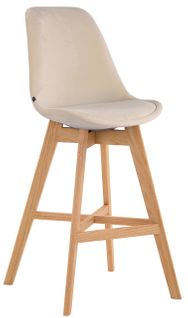 Tabouret De Bar Chaise Haute Design Scandinave Moderne En Velours Crème Tdb10375