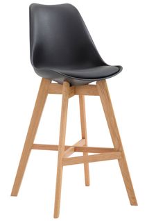 Tabouret De Bar Style Scandinave Avec Repose-pieds En Bois Assises En Plastique Et Synthétique Noir
