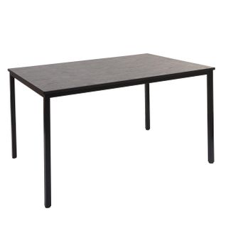 Bureau Table D'ordinateur 120x80cm En Mdf Aspect Chêne Et Acier Noir 04_0001391