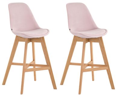 Lot De 2 Tabourets De Bar Chaise Haute Design Moderne En Velours Rose Tdb10357