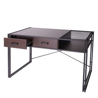 Bureau D'ordinateur Avec Tiroirs Et Compartiment De Rangement Design Industriel 76x120x70cm