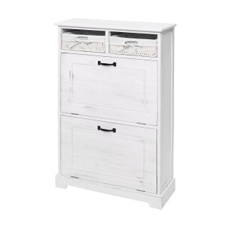 Meuble à Chaussures Étagère à Chaussures Avec Paniers De Rangement En Bois Massif Aspect Vintage 1