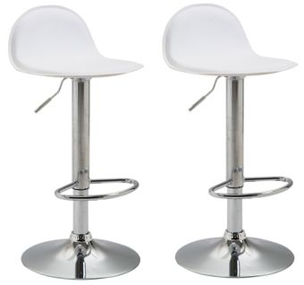 Lot De 2 Tabourets De Bar Pied Trompète Métal Hauteur Réglable En Synthétique Blanc Tdb10343