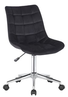 Chaise De Bureau En Velours Noir Sur Roulettes Design Moderne Hauteur Réglable Bur10600