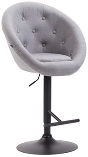 Tabouret De Bar Design Moderne Forme Oeuf Capitonné Avec Repose-pieds En Métal Noir Tissu Gris Tdb1