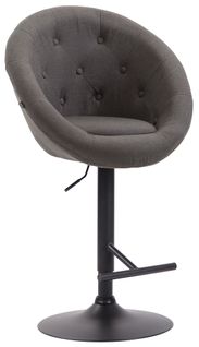 Tabouret De Bar Design Moderne Forme Oeuf Capitonné Avec Repose-pieds En Métal Noir Tissu Gris