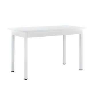 Table De Salle à Manger De Cuisine Mdf Placage Acier 120 Cm X 60 Cm X 75 Cm Blanc 03_