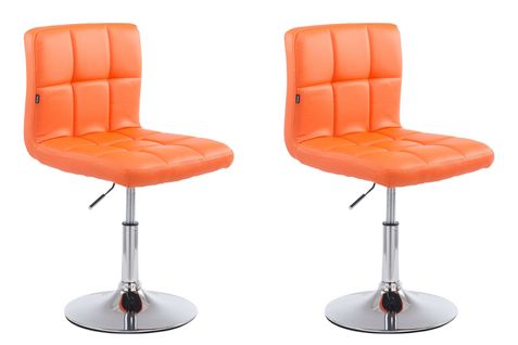 Lot De 2 Chaises De Salle à Manger Style Moderne Et Design En Synthétique Orange Hauteur Réglable