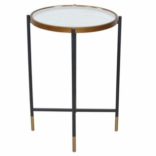 Table D'appoint Porte Fleurs Au Design Simple En Métal Noir Et Doré Taba05125