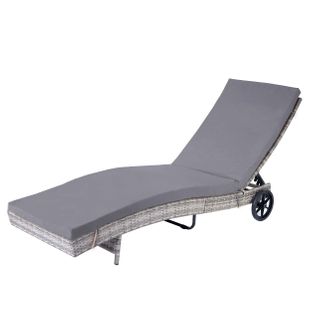 Chaises Longues Bain De Soleil Transat De Jardin En Poly-rotin Gris Oreiller Gris Foncé 04_0002399