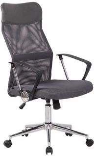Fauteuil De Bureau Sur Roulettes Forme Ergonomique Hauteur Réglable Pivotant En Maille Gris Bur105