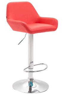 Tabouret De Bar Moderne Et Confortable En Synthétique Rouge Pieds Trompette En Métal Chromé Tdb103