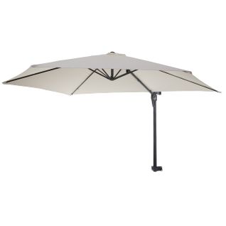 Parasol Mural Pour Balcon Terrasse Avec Mât Inclinable 3m Polyester Aluminium/acier 9kg Couleur Cr