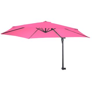 Parasol Mural Pour Balcon Terrasse Avec Mât Inclinable 3m Polyester Aluminium/acier 9kg Couleur Ro