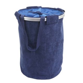 Panier à Linge Corbeille Avec Cordon De Serrage 55x39cm 65l Velours Bleu 04_0001297