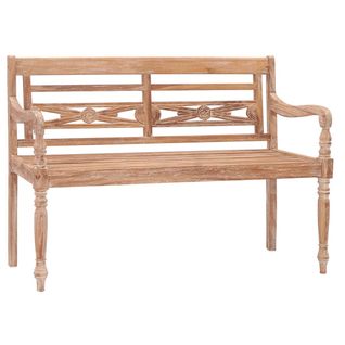 Banc De Jardin Meuble De Patio D'extérieur Terrasse 120 X 51,5 X 84 Cm Huilé En Blanc
