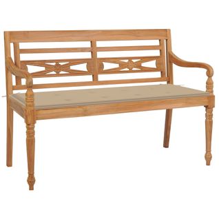 Banc De Jardin Meuble De Patio D'extérieur Terrasse Avec Coussin Beige 120 X 51,5 X 8