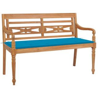 Banc De Jardin Meuble De Patio D'extérieur Terrasse Avec Coussin Bleu 120 X 51,5 X 84