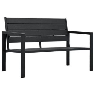 Banc De Jardin Meuble De Patio D'extérieur Terrasse 120 Cm Pehd Noir Aspect De Bois 0