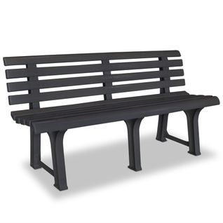Banc De Jardin Meuble De Patio D'extérieur Terrasse 145,5 Cm Plastique Anthracite 02_