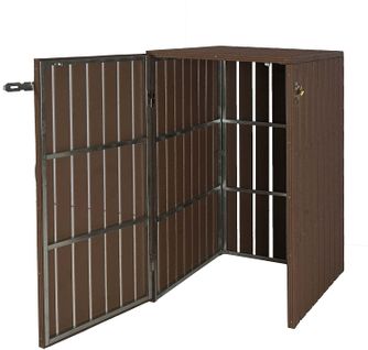 Abri De Poubelles Extérieur Conteneurs à Ordures Jusqu'à 2 Bacs Métal Aspect Bois Marron 115x77x97