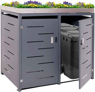 Abri De Poubelles Extérieur Conteneurs à Ordures Avec Bac à Pantes Jusqu'à 4 Bacs 125x140x102 Cm E