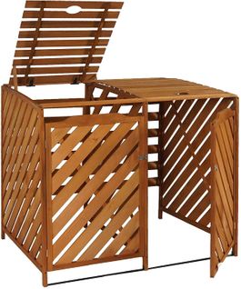 Abri De Poubelles Extérieur Conteneurs à Ordures Jusqu'à 4 Bacs 112x63x96 En Bois Certifié Fsc Mar