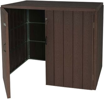 Abri De Poubelles Extérieur Conteneurs à Ordures 117x142x102 Cm Jusqu'à 4 Bacs En Aspect Bois Méta