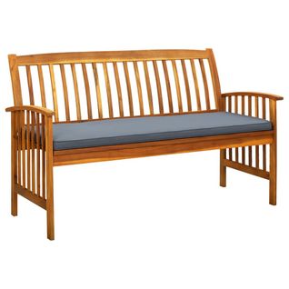 Banc De Jardin Meuble De Patio D'extérieur Terrasse Avec Coussin 147 Cm Bois D'acacia