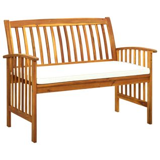 Banc De Jardin Meuble De Patio D'extérieur Terrasse Avec Coussins 119 X 64 X 90 Cm Bois Solide