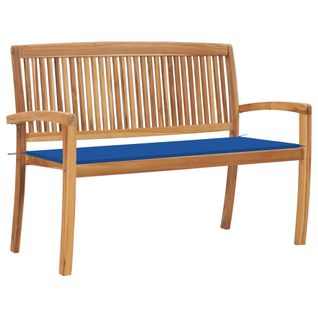 Banc De Jardin Meuble De Patio D'extérieur Terrasse Empilable Et Coussin 128,5 X 57,5 X 90 Cm Bois