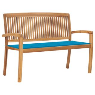 Banc De Jardin Meuble De Patio D'extérieur Terrasse Empilable Et Coussin Bleu 128,5 X