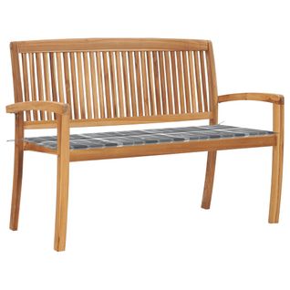Banc De Jardin Meuble De Patio D'extérieur Terrasse Empilable Et Coussin 128,5cm Bois