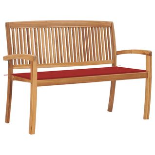Banc De Jardin Meuble De Patio D'extérieur Terrasse Empilable Et Coussin Rouge 128,5