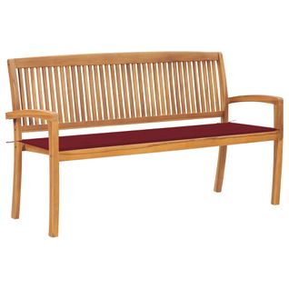 Banc De Jardin Meuble De Patio D'extérieur Terrasse Empilable Et Coussin 159 Cm Bois