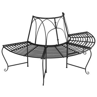 Banc De Jardin Meuble De Patio D'extérieur Terrasse Demi-circulaire Tour D'arbre Diamètre 159 Cm