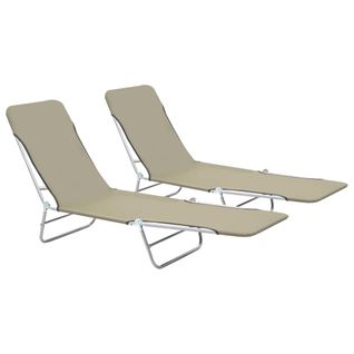 Chaises Longues Pliables 2 Pièces Acier Et Tissu Taupe 02_0011939