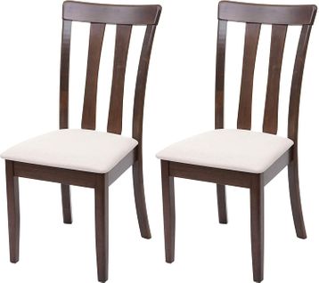 Lot De 2 Chaises De Salle à Manger En Bois Massif Marron Foncé Et Assise En Tissu Crème Cds04465