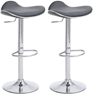 Lot De 2 Tabourets De Bar En Synthétique Gris Pieds Métal Chromé Pivotant Et Hauteur Réglable Tdb1