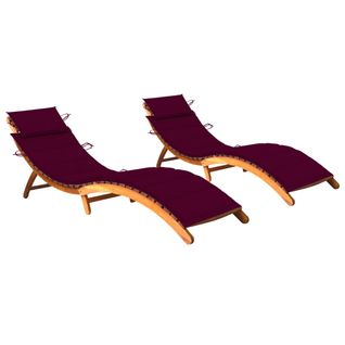 Lot De 2 Transats Chaise Longue Bain De Soleil Terrasse Meuble D'extérieur Avec Coussin