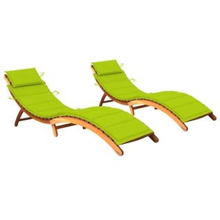 Lot De 2 Transats Chaise Longue Bain De Soleil Terrasse Meuble D'extérieur Avec Coussin