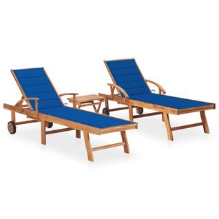 Lot De 2 Transats Chaise Longue Bain De Soleil Lit De Jardin Terrasse Meuble D'extérieur Avec Table