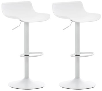 Lot De 2 Tabourets De Bar Hauteur Réglable Design Contemporain En Plastique Blanc Pieds Trompette