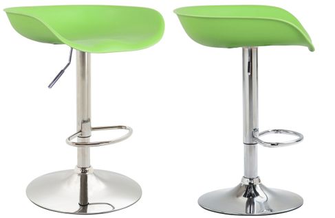 Lot De 2 Tabourets De Bar Assise Réglable En Hauteur Et Pivotant En Plastique Vert Pieds Tulipe En