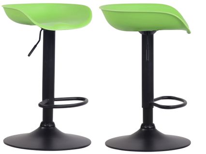 Lot De 2 Tabourets De Bar Assise Réglable En Hauteur Et Pivotant En Plastique Vert Pieds Tulipe
