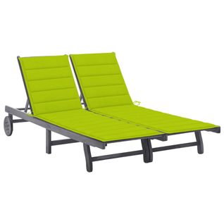 Transat Chaise Longue Bain De Soleil Lit De Jardin Terrasse Meuble D'extérieur 2 Places Avec Coussin