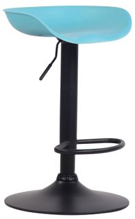 Tabouret De Bar Assise Réglable En Hauteur Et Pivotant En Plastique Bleu Pieds Tulipe En Métal Noir