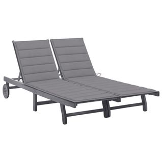 Transat Chaise Longue Bain De Soleil Lit De Jardin Terrasse Meuble D'extérieur 2 Places Avec Coussin